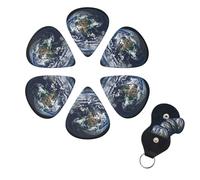6 Pcs Guitar Picks Blue Marble Earth Guitar Pick Set Double-sided Personalized Bass Pick Plectrums with Organizer Storage Box Ukulele Picks Ukulele Accessories for Men Women