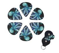 6 Pcs Guitar Picks Blue Watercolor Octopus Guitar Pick Set Double-sided Personalized Bass Pick Plectrums with Organizer Storage Box Ukulele Picks Ukulele Accessories for Men Women