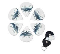 6 Pcs Guitar Picks Blue Whale Guitar Pick Set Double-sided Personalized Bass Pick Plectrums with Organizer Storage Box Ukulele Picks Ukulele Accessories for Men Women