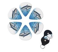 6 Pcs Guitar Picks Bluefin Tuna Thunnus Guitar Pick Set Double-sided Personalized Bass Pick Plectrums with Organizer Storage Box Ukulele Picks Ukulele Accessories for Men Women