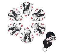 6 Pcs Guitar Picks Boston Terrier Dog Guitar Pick Set Double-sided Personalized Bass Pick Plectrums with Organizer Storage Box Ukulele Picks Ukulele Accessories for Men Women