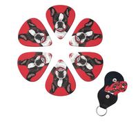6 Pcs Guitar Picks Boston Terrier Dog Red Guitar Pick Set Double-sided Personalized Bass Pick Plectrums with Organizer Storage Box Ukulele Picks Ukulele Accessories for Men Women