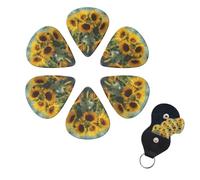 6 Pcs Guitar Picks Bottle of Sunflowers Guitar Pick Set Double-sided Personalized Bass Pick Plectrums with Organizer Storage Box Ukulele Picks Ukulele Accessories for Men Women