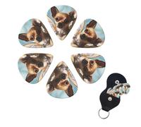 6 Pcs Guitar Picks Brown Chihuahua Angel Wings Guitar Pick Set Double-sided Personalized Bass Pick Plectrums with Organizer Storage Box Ukulele Picks Ukulele Accessories for Men Women