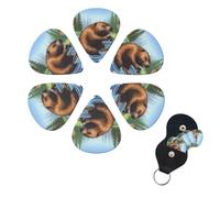 6 Pcs Guitar Picks Busy Beaver Cartoon Guitar Pick Set Double-sided Personalized Bass Pick Plectrums with Organizer Storage Box Ukulele Picks Ukulele Accessories for Men Women
