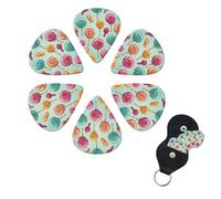 6 Pcs Guitar Picks Candy And Lollipops Guitar Pick Set Double-sided Personalized Bass Pick Plectrums with Organizer Storage Box Ukulele Picks Ukulele Accessories for Men Women