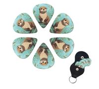 6 Pcs Guitar Picks Cartoon Cute Otter Guitar Pick Set Double-sided Personalized Bass Pick Plectrums with Organizer Storage Box Ukulele Picks Ukulele Accessories for Men Women