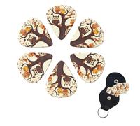 6 Pcs Guitar Picks Cartoon Family Owls On The Brown Tree Guitar Pick Set Double-sided Personalized Bass Pick Plectrums with Organizer Storage Box Ukulele Picks Ukulele Accessories for Men Women
