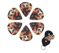 6 Pcs Guitar Picks Cartoon Opossum and Roses Guitar Pick Set Double-sided Personalized Bass Pick Plectrums with Organizer Storage Box Ukulele Picks Ukulele Accessories for Men Women