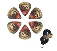 6 Pcs Guitar Picks Cartoon Sloth Guitar Pick Set Double-sided Personalized Bass Pick Plectrums with Organizer Storage Box Ukulele Picks Ukulele Accessories for Men Women