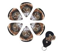 6 Pcs Guitar Picks Cat Under Blanket Guitar Pick Set Double-sided Personalized Bass Pick Plectrums with Organizer Storage Box Ukulele Picks Ukulele Accessories for Men Women