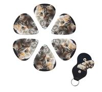 6 Pcs Guitar Picks Cats Mom and Baby Guitar Pick Set Double-sided Personalized Bass Pick Plectrums with Organizer Storage Box Ukulele Picks Ukulele Accessories for Men Women