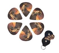 6 Pcs Guitar Picks Cheetah with Sunset Guitar Pick Set Double-sided Personalized Bass Pick Plectrums with Organizer Storage Box Ukulele Picks Ukulele Accessories for Men Women