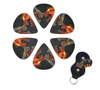 6 Pcs Guitar Picks Chic Cool Two Fighting Roaring Dragon Guitar Pick Set Double-sided Personalized Bass Pick Plectrums with Organizer Storage Box Ukulele Picks Ukulele Accessories for Men Women