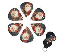 6 Pcs Guitar Picks Christmas Santa Claus Guitar Pick Set Double-sided Personalized Bass Pick Plectrums with Organizer Storage Box Ukulele Picks Ukulele Accessories for Men Women