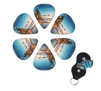 6 Pcs Guitar Picks Christmas Tree on the Beach Guitar Pick Set Double-sided Personalized Bass Pick Plectrums with Organizer Storage Box Ukulele Picks Ukulele Accessories for Men Women