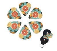 6 Pcs Guitar Picks Citrus Fruit Painting Guitar Pick Set Double-sided Personalized Bass Pick Plectrums with Organizer Storage Box Ukulele Picks Ukulele Accessories for Men Women