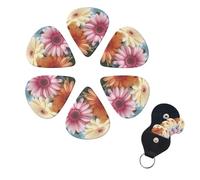6 Pcs Guitar Picks Colorful Daisy Flower Guitar Pick Set Double-sided Personalized Bass Pick Plectrums with Organizer Storage Box Ukulele Picks Ukulele Accessories for Men Women