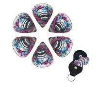 6 Pcs Guitar Picks Colorful Graffiti Guitar Pick Set Double-sided Personalized Bass Pick Plectrums with Organizer Storage Box Ukulele Picks Ukulele Accessories for Men Women