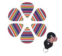 6 Pcs Guitar Picks Colorful Mexican Stripes Guitar Pick Set Double-sided Personalized Bass Pick Plectrums with Organizer Storage Box Ukulele Picks Ukulele Accessories for Men Women