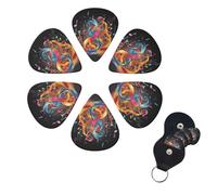 6 Pcs Guitar Picks Colorful Musical Note Guitar Pick Set Double-sided Personalized Bass Pick Plectrums with Organizer Storage Box Ukulele Picks Ukulele Accessories for Men Women