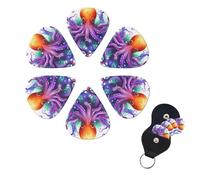 6 Pcs Guitar Picks Colorful Octopus Guitar Pick Set Double-sided Personalized Bass Pick Plectrums with Organizer Storage Box Ukulele Picks Ukulele Accessories for Men Women