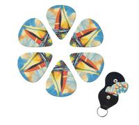 6 Pcs Guitar Picks Colorful Sail Boat Guitar Pick Set Double-sided Personalized Bass Pick Plectrums with Organizer Storage Box Ukulele Picks Ukulele Accessories for Men Women