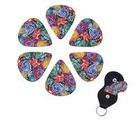 6 Pcs Guitar Picks Colorful Succulent Guitar Pick Set Double-sided Personalized Bass Pick Plectrums with Organizer Storage Box Ukulele Picks Ukulele Accessories for Men Women