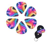 6 Pcs Guitar Picks Colorful waves Guitar Pick Set Double-sided Personalized Bass Pick Plectrums with Organizer Storage Box Ukulele Picks Ukulele Accessories for Men Women