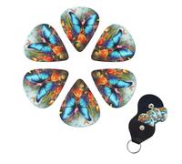 6 Pcs Guitar Picks Colourful Butterfly and Floral Guitar Pick Set Double-sided Personalized Bass Pick Plectrums with Organizer Storage Box Ukulele Picks Ukulele Accessories for Men Women