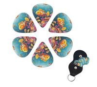 6 Pcs Guitar Picks Coral Reef with Colorful Fish Guitar Pick Set Double-sided Personalized Bass Pick Plectrums with Organizer Storage Box Ukulele Picks Ukulele Accessories for Men Women