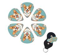 6 Pcs Guitar Picks Corgi Cute Dog Guitar Pick Set Double-sided Personalized Bass Pick Plectrums with Organizer Storage Box Ukulele Picks Ukulele Accessories for Men Women