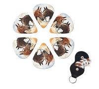6 Pcs Guitar Picks Couple Horse Guitar Pick Set Double-sided Personalized Bass Pick Plectrums with Organizer Storage Box Ukulele Picks Ukulele Accessories for Men Women