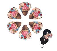 6 Pcs Guitar Picks Cupcakes And Ice Cream Guitar Pick Set Double-sided Personalized Bass Pick Plectrums with Organizer Storage Box Ukulele Picks Ukulele Accessories for Men Women