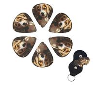 6 Pcs Guitar Picks Cute Beagle Guitar Pick Set Double-sided Personalized Bass Pick Plectrums with Organizer Storage Box Ukulele Picks Ukulele Accessories for Men Women