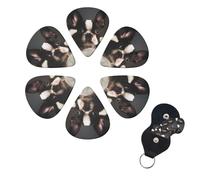 6 Pcs Guitar Picks Cute Boston Terrier Guitar Pick Set Double-sided Personalized Bass Pick Plectrums with Organizer Storage Box Ukulele Picks Ukulele Accessories for Men Women