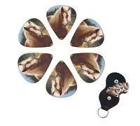 6 Pcs Guitar Picks Cute Brown Horse Guitar Pick Set Double-sided Personalized Bass Pick Plectrums with Organizer Storage Box Ukulele Picks Ukulele Accessories for Men Women
