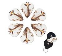6 Pcs Guitar Picks Cute Cartoon Funny Giraffes Guitar Pick Set Double-sided Personalized Bass Pick Plectrums with Organizer Storage Box Ukulele Picks Ukulele Accessories for Men Women