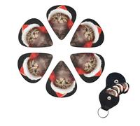 6 Pcs Guitar Picks Cute Christmas cat Guitar Pick Set Double-sided Personalized Bass Pick Plectrums with Organizer Storage Box Ukulele Picks Ukulele Accessories for Men Women