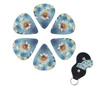 6 Pcs Guitar Picks Cute Daisy Guitar Pick Set Double-sided Personalized Bass Pick Plectrums with Organizer Storage Box Ukulele Picks Ukulele Accessories for Men Women