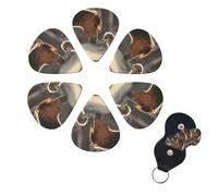 6 Pcs Guitar Picks Cute Dog and Horse Guitar Pick Set Double-sided Personalized Bass Pick Plectrums with Organizer Storage Box Ukulele Picks Ukulele Accessories for Men Women