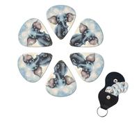 6 Pcs Guitar Picks Cute Elephant Play Bubbles Guitar Pick Set Double-sided Personalized Bass Pick Plectrums with Organizer Storage Box Ukulele Picks Ukulele Accessories for Men Women