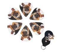 6 Pcs Guitar Picks Cute French Bulldog Guitar Pick Set Double-sided Personalized Bass Pick Plectrums with Organizer Storage Box Ukulele Picks Ukulele Accessories for Men Women