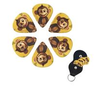 6 Pcs Guitar Picks Cute Funny Animal Monkey Banana Guitar Pick Set Double-sided Personalized Bass Pick Plectrums with Organizer Storage Box Ukulele Picks Ukulele Accessories for Men Women