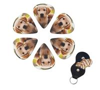 6 Pcs Guitar Picks Cute Golden Retriever Puppy Guitar Pick Set Double-sided Personalized Bass Pick Plectrums with Organizer Storage Box Ukulele Picks Ukulele Accessories for Men Women