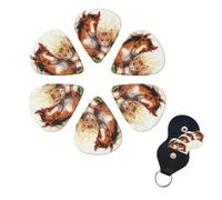 6 Pcs Guitar Picks Cute Horse and Cat Guitar Pick Set Double-sided Personalized Bass Pick Plectrums with Organizer Storage Box Ukulele Picks Ukulele Accessories for Men Women