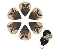 6 Pcs Guitar Picks Cute Owl Guitar Pick Set Double-sided Personalized Bass Pick Plectrums with Organizer Storage Box Ukulele Picks Ukulele Accessories for Men Women