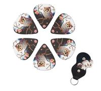 6 Pcs Guitar Picks Cute Owl Tree Flowers and Squirrel Guitar Pick Set Double-sided Personalized Bass Pick Plectrums with Organizer Storage Box Ukulele Picks Ukulele Accessories for Men Women