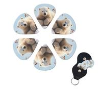 6 Pcs Guitar Picks cute polar bear animals Guitar Pick Set Double-sided Personalized Bass Pick Plectrums with Organizer Storage Box Ukulele Picks Ukulele Accessories for Men Women