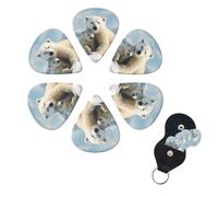 6 Pcs Guitar Picks Cute Polar Bear Guitar Pick Set Double-sided Personalized Bass Pick Plectrums with Organizer Storage Box Ukulele Picks Ukulele Accessories for Men Women